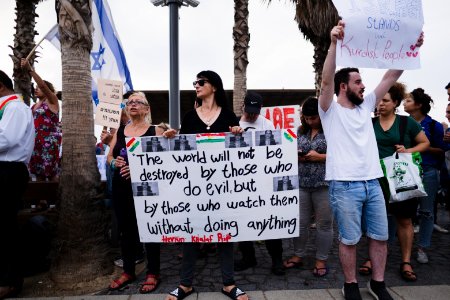 Views of the solidarity protest for Rojava organized by Kurdish Jews on October 15th, 2019 in Tel Aviv, Israel 14