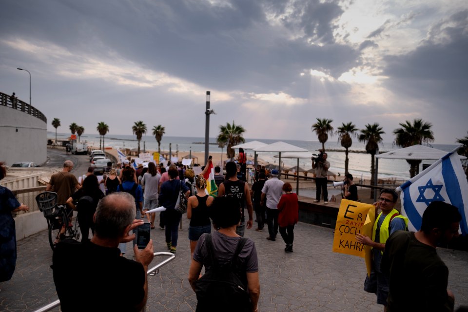 Views of the solidarity protest for Rojava organized by Kurdish Jews on October 15th 2019 in Tel Aviv, Israel 39
