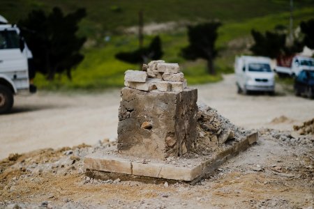 Views in May of 2019 at the reconstruction of the Ezidi Shrine of Maawi overlooking Shingal, following the shrine's destruction by the Islamic State 07