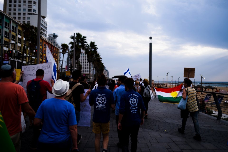Views of the solidarity protest for Rojava organized by Kurdish Jews on October 15th, 2019 in Tel Aviv, Israel 03