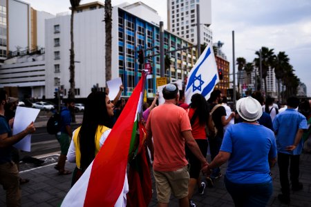 Views of the solidarity protest for Rojava organized by Kurdish Jews on October 15th, 2019 in Tel Aviv, Israel 01