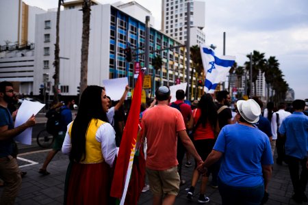 Views of the solidarity protest for Rojava organized by Kurdish Jews on October 15th, 2019 in Tel Aviv, Israel 02