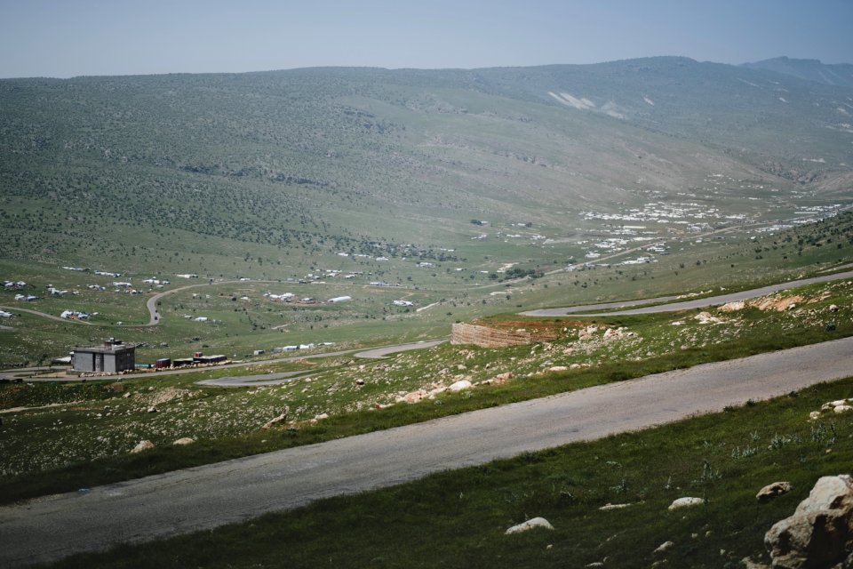 Views in May of 2019 of the road into Sardashte Camp for Ezidi IDPs atop Shingal Mountain 01