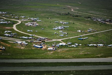 Views in May of 2019 of the road into Sardashte Camp for Ezidi IDPs atop Shingal Mountain 04