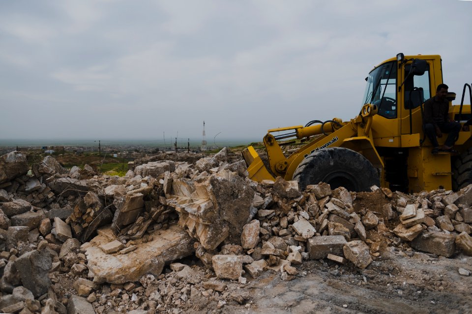 Views in May of 2019 at the reconstruction of the Ezidi Shrine of Maawi overlooking Shingal, following the shrine's destruction by the Islamic State 10