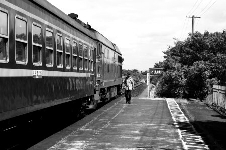 Train black and white train station photo