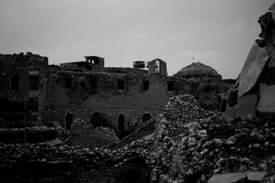 Views in May of 2019 of a cathedral rising over the destruction of the old city of Shingal after the war with the Islamic State 20