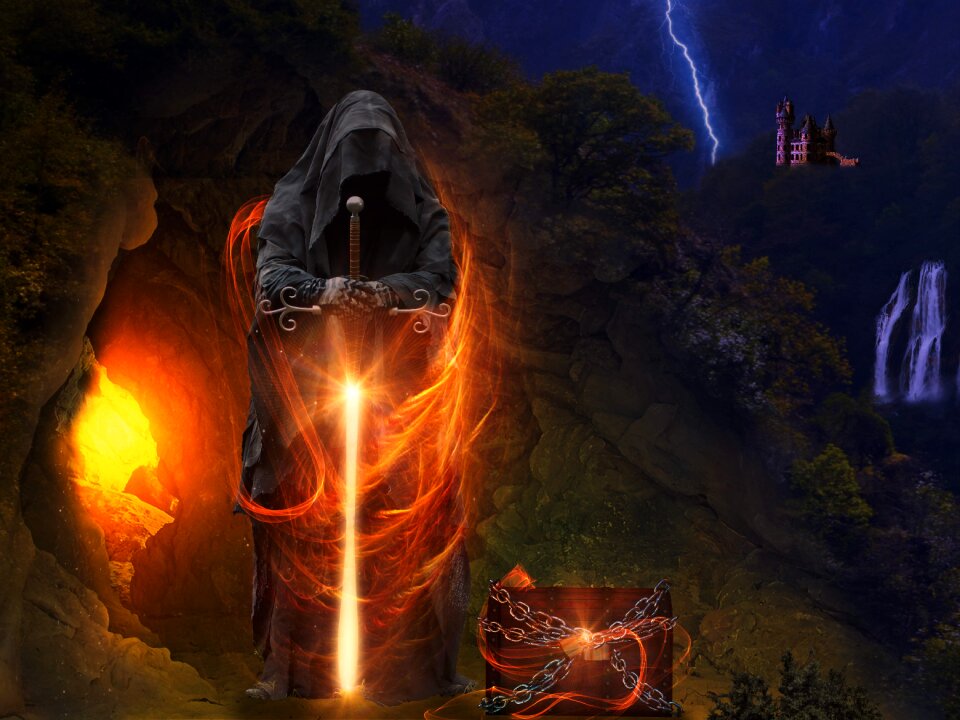 Treasure chest fantasy knight