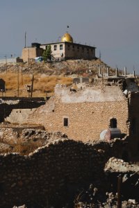 Views on 28th June 2019 toward the Shia shrine of Sayida Zeyneb as seen from the Catholic cathedral in Sinjar 11