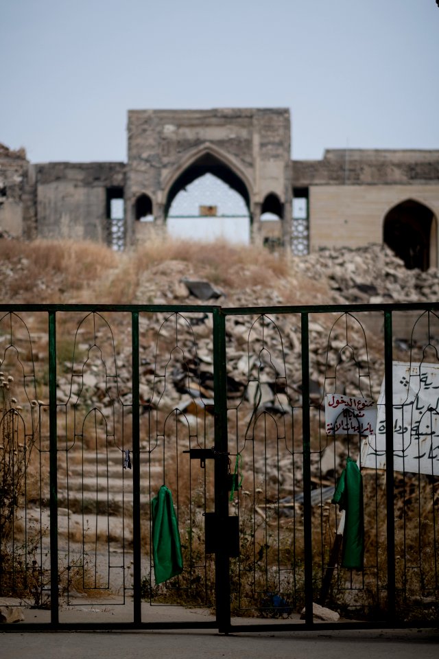 Views of the ruins and markets at the mound where the Shrine of Nebi Yunis was built, in summer of 2019 after its destruction by the Islamic State 34