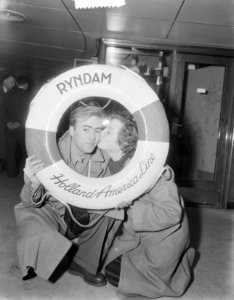 Vertrek honkbalspeler J. H. Smidt naar Melbourne met de Rijndam, Bestanddeelnr 906-3057
