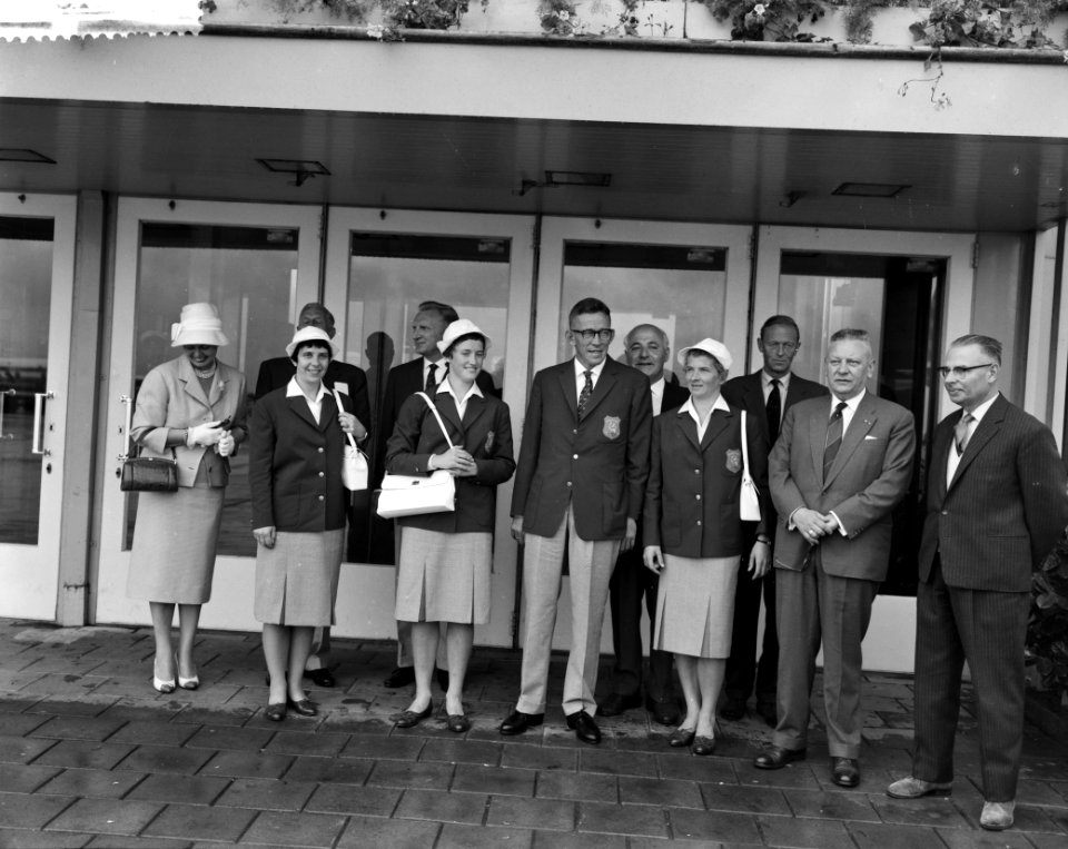 Vertrek eerste groep Nederlandse deelnemers aan de Olympische Spelen naar Rome, , Bestanddeelnr 911-5171