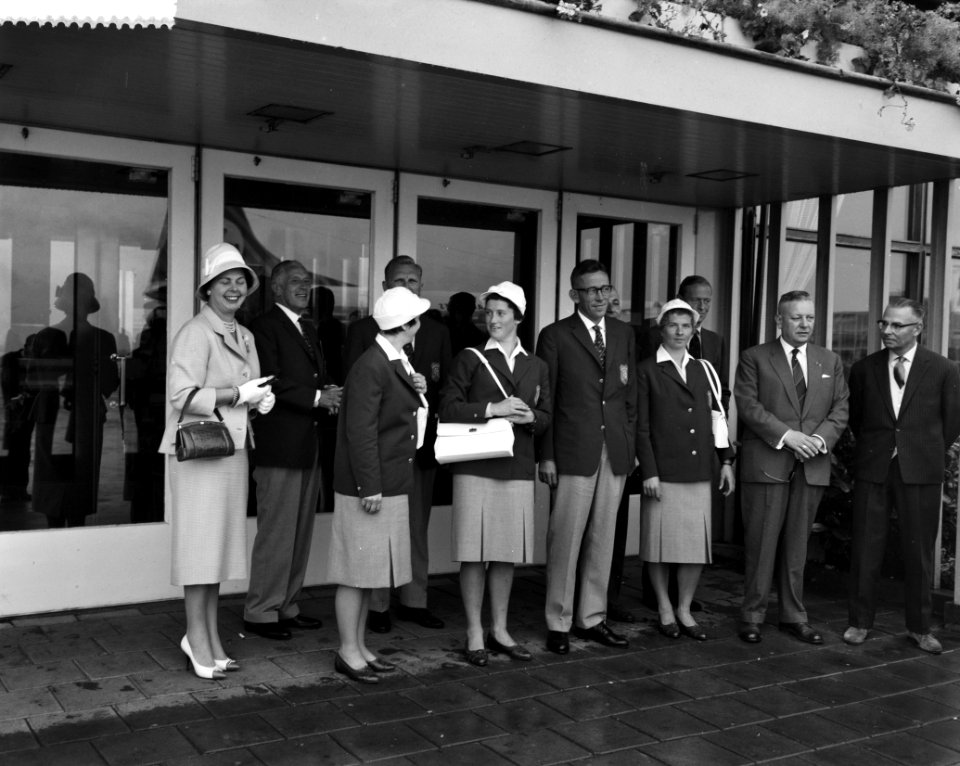 Vertrek eerste groep Nederlandse deelnemers aan de Olympische Spelen naar Rome, Bestanddeelnr 911-5170