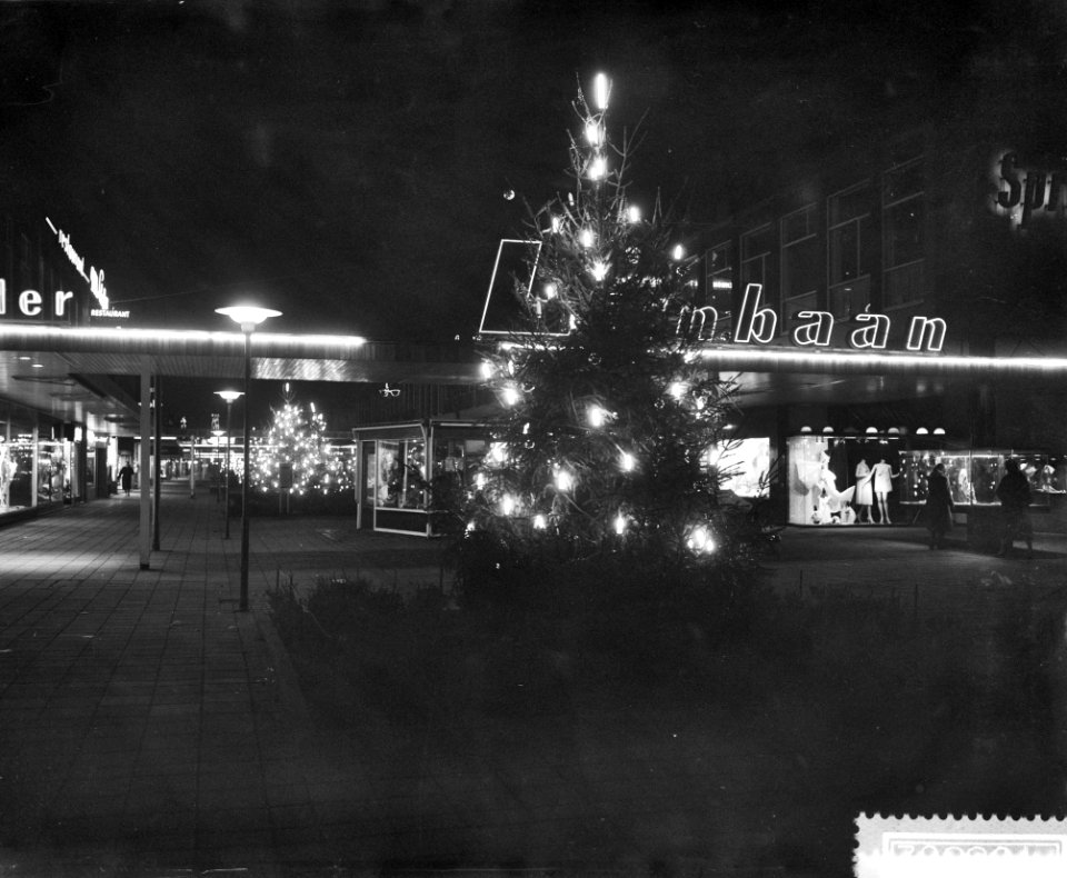 Verlichte kerstboom op de Lijnbaan te Rotterdam, Bestanddeelnr 910-8862