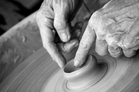 Pottery wheel throwing wrinkles photo