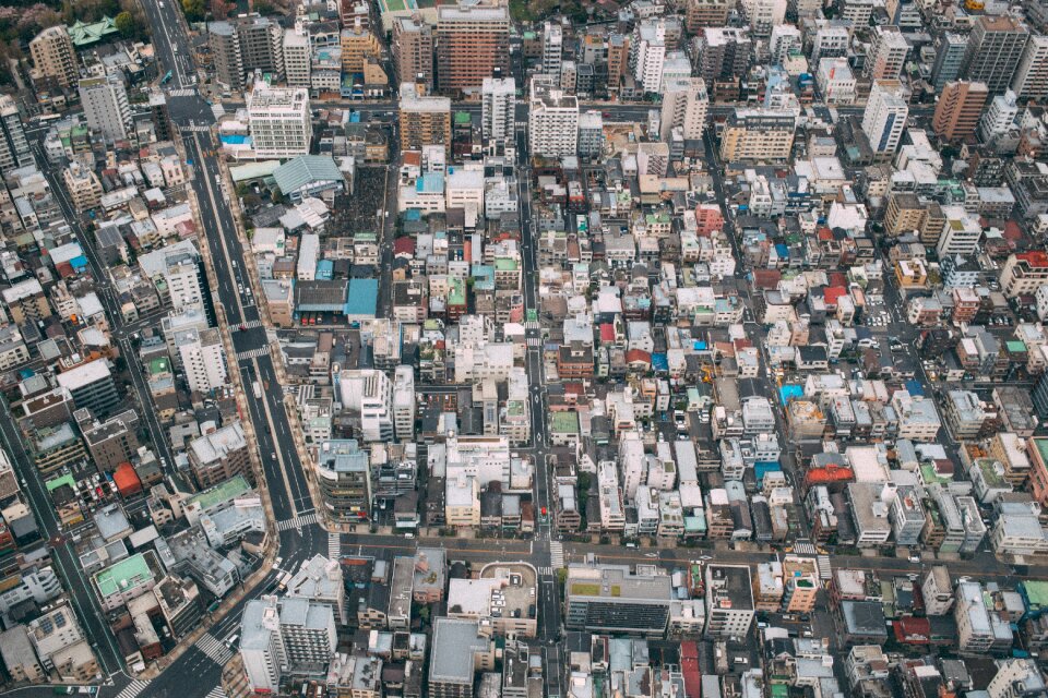 Aerial view rooftops