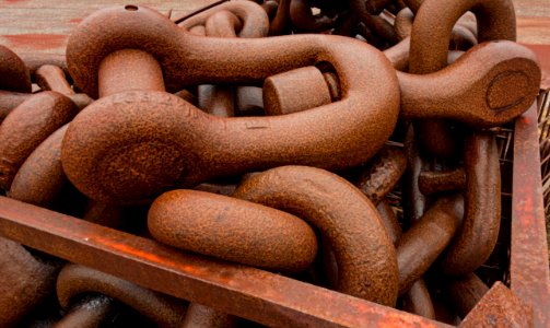 Very rusty chain in rain 3 photo