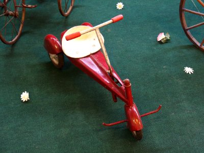 Very old toy childrens transport vehicle tricycle , pic3
