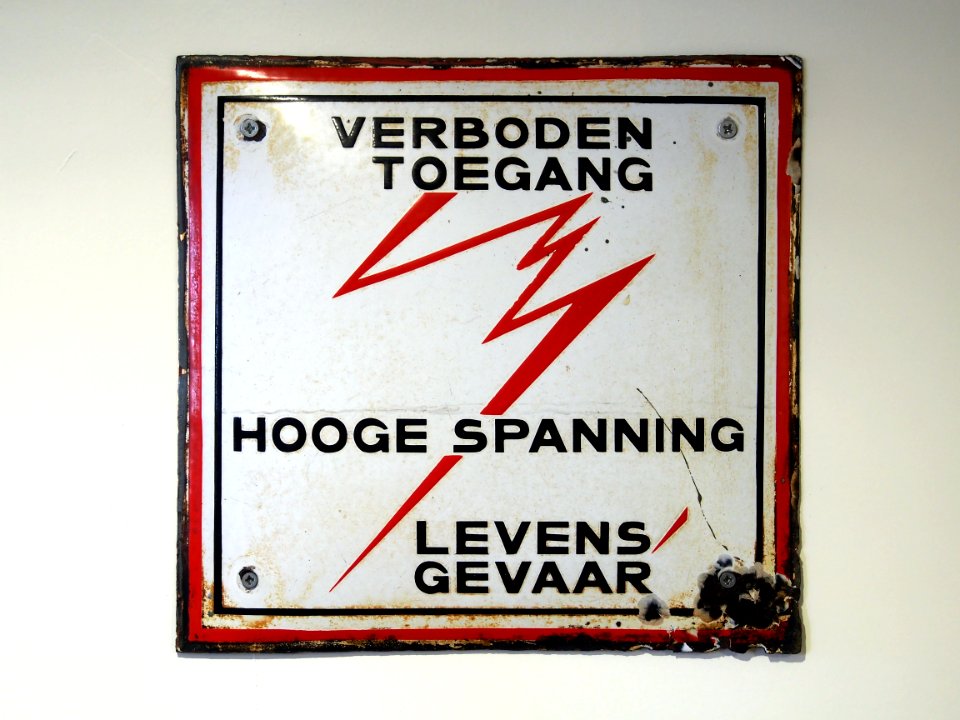Verboden toegang Hoogspanning Levensgevaar, emaille bord!