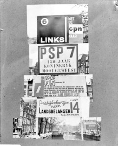 Verkiezingsborden op Amsterdamse bruggen, PSP en Landsbelangen, Bestanddeelnr 920-0158