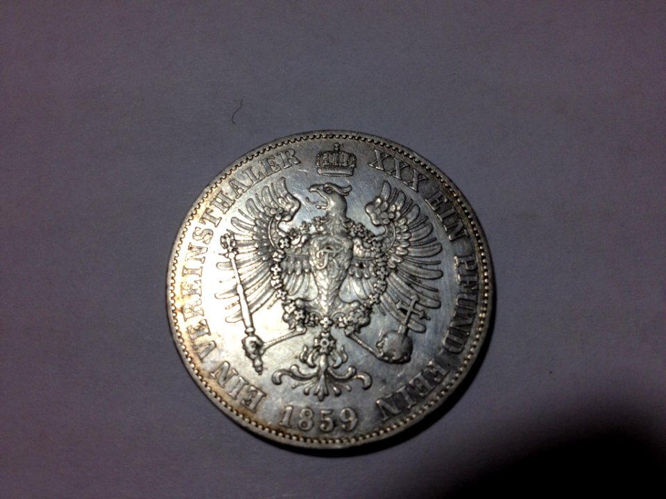 Vereinsthaler Prussia 1859 reverse