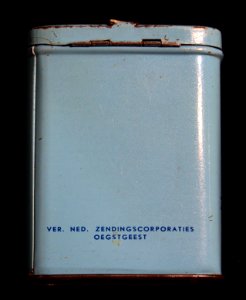 Verenigde Nederlandse Zendingscorporaties, Oegstgeest missionaris blikje, foto3