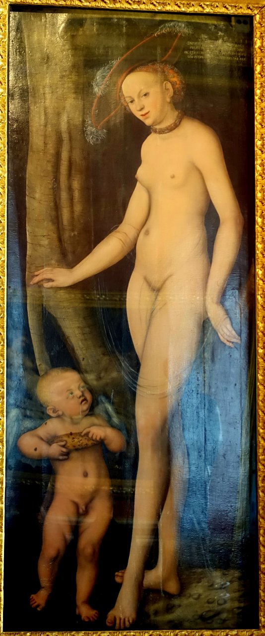 Venus and Cupid with honeycomb, by Lucas Cranach the Elder, c. 1531, oil on panel - Galleria Borghese - Rome, Italy - DSC04626