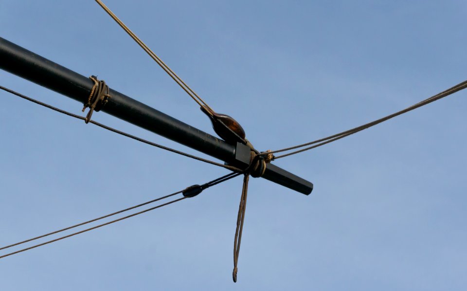 Vergue, poulies, cordages Hermione Rochefort sur Mer