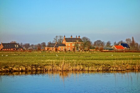 Waterway farmhouse landscape photo