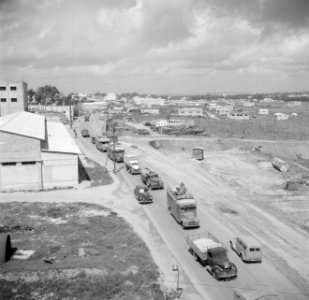 Verkeersdrukte op de oude straatweg van Haifa naar Tel Aviv, Bestanddeelnr 255-0809