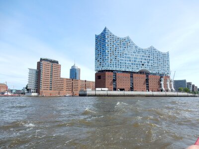 Port city elbe philharmonic hall water photo