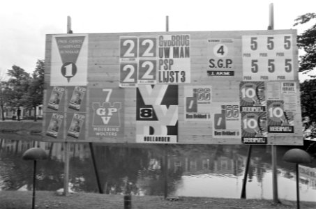 Verkiezingen, verkiezingscampagnes, borden, posters, Bestanddeelnr 920-4360