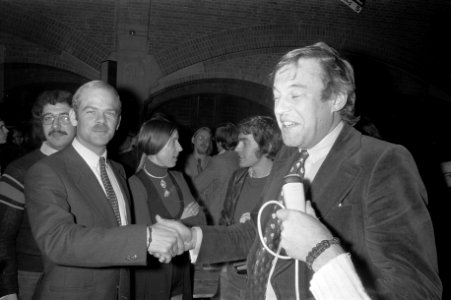 Verkiezingsbijeenkomst progressieve drie in Koopmansbeurs ivm uitslagen, Van , Bestanddeelnr 926-0614
