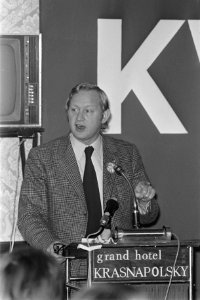 Verkiezingsbijeenkomst KVP in Amsterdam, Andriessen, Bestanddeelnr 926-0420
