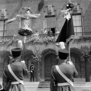 Vierde dag van het bezoek van Koning Boudewijn het Koninklijk gezelschap op het , Bestanddeelnr 910-5200