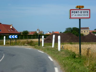 Vieille-Église (Pas-de-Calais) city limit sign Pont-d'Oye