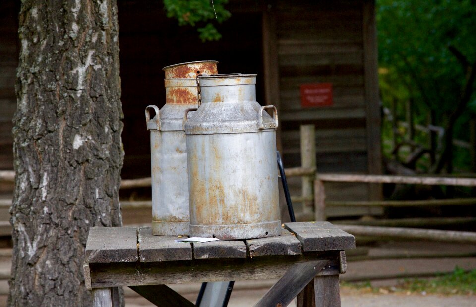 Antique metal churn
