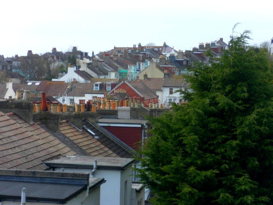 View across Bakers Bottom towards former Bute Mission Hall, Bute Street, Brighton (April 2013)