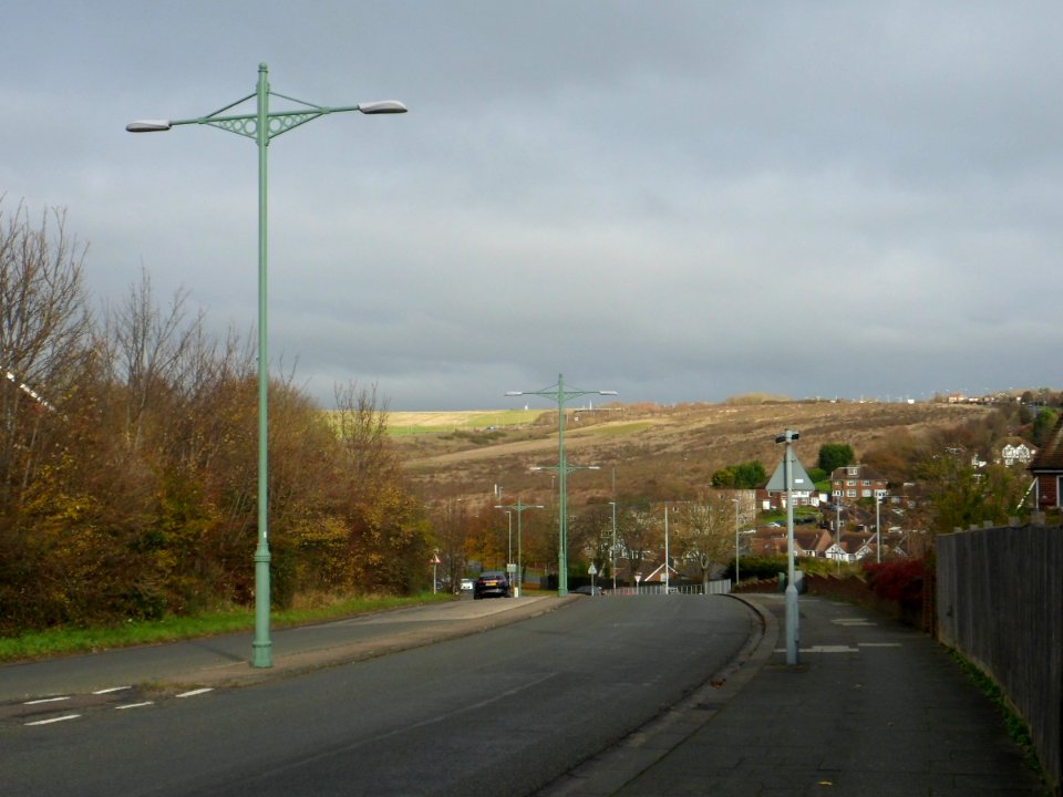 View along King George VI Avenue towards Toads Hole Valley, Hove (November 2013) (1)