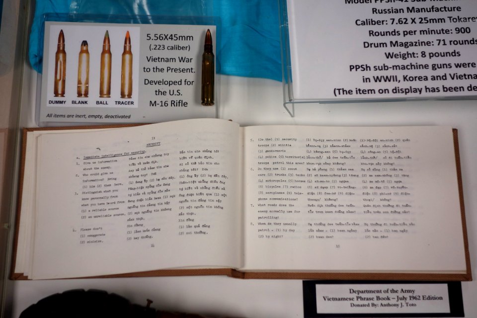 Vietnamese Phrase Book, US Army, July 1962 edition - Fort Devens Museum - DSC07108