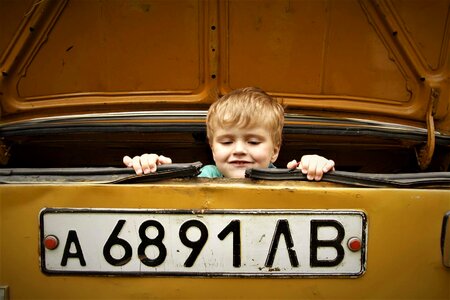 Yellow automobile vehicle