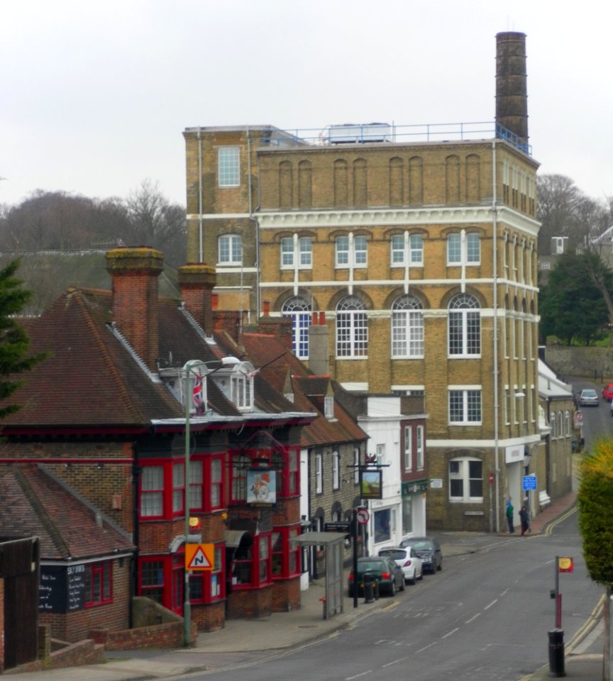 View down Portslade High Street towards Former Portslade Brewery (February 2013)