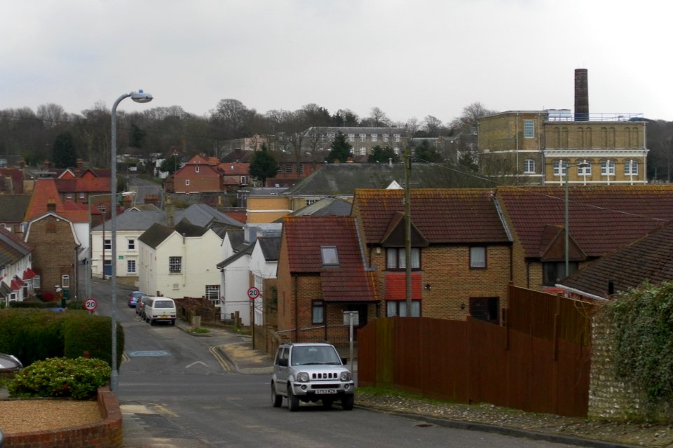 View down Drove Road, Portslade (February 2013)