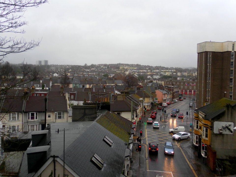 View from The Greenway, New England Quarter, Brighton towards Preston Circus (December 2012)