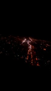 View from the air at night of CD Juarez El Paso border 