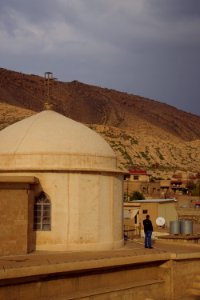 View from the rooftop of the Chaldean Catholic Church of Saint George in alQosh at sunset 03