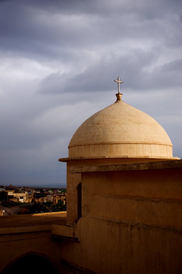 View from the rooftop of the Chaldean Catholic Church of Saint George in alQosh at sunset 01