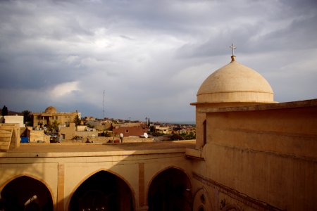 View from the rooftop of the Chaldean Catholic Church of Saint George in alQosh at sunset 02