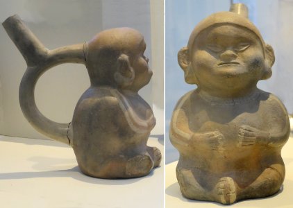 Vessel in form of seated figure, Moche culture, Peru, 5th - 7th century, Honolulu Museum of Art