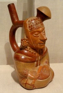 Vessel in the Form of a Courtly Musician, 100 BC - 500 AD, Moche, north coast of Peru, ceramic and pigment - Art Institute of Chicago - DSC00325